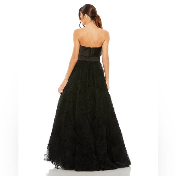 NWT Mac Duggal 20584 Strapless Front Bow Knot Tulle Gown Black 14 - Picture 2 of 4